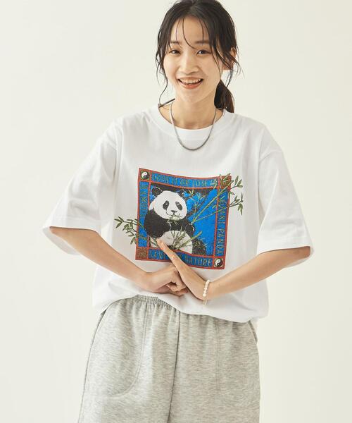tシャツ ネコ グラフィックプリント クルーネックTシャツ / アニマルプリントTシャツ レディース メンズ アニマルプリント クルーネックTシャツ（ネコ）オーバーサイズ