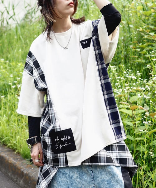 AFYF(エーエフワイエフ)の「AFYFSIDE CHECK SS/オーバーサイズ サイドチェックTシャツ 半袖(Tシャツ/カットソー・メンズ・ホワイト系その他/ブラック系その他/ベージュ系その他/ホワイト系その他2/ベージュ系その他2・FREE)」の5枚目の写真