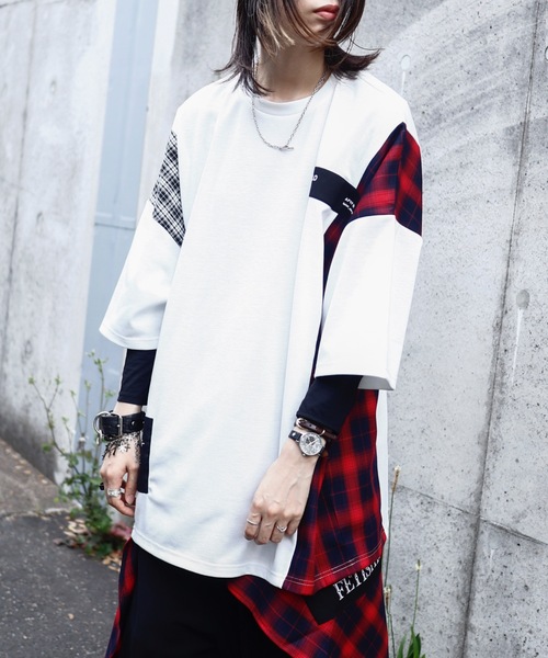 AFYF(エーエフワイエフ)の「AFYFSIDE CHECK SS/オーバーサイズ サイドチェックTシャツ 半袖(Tシャツ/カットソー・メンズ・ホワイト系その他/ブラック系その他/ベージュ系その他/ホワイト系その他2/ベージュ系その他2・FREE)」の3枚目の写真