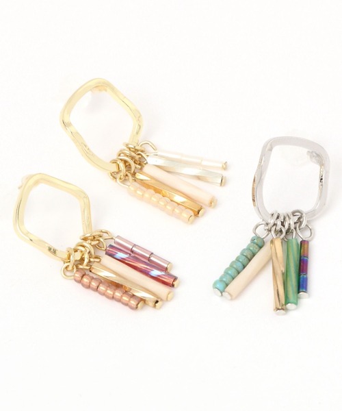 GLOBAL WORK（グローバルワーク）の「MADE IN JAPAN/ガラス樹脂ピアス/277868（ピアス（両耳用）・レディース・ブラウン/ピンク/ライトグリーン・FREE）」の5枚目の写真