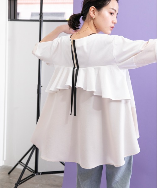 美品 Eimee Law エイミーロウ コクーンスリーブバックフリルトップス Eimee Law（エイミーロウ）の「コクーンスリーブバックフリル
