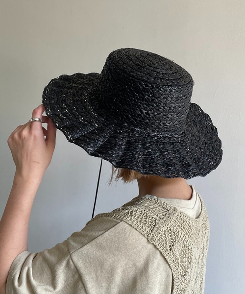 CAPRICIEUX LE'MAGE(カプリシューレマージュ)の「なみなみハット(ハット・レディース・ベージュ/ブラック・FREE)」の9枚目の写真