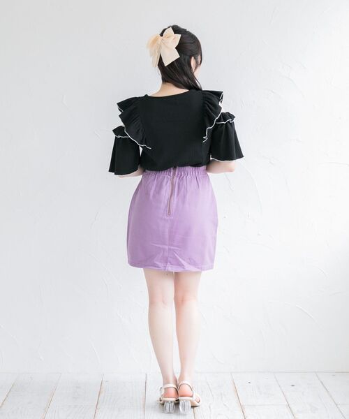 ems excite（エムズエキサイト）の「肩あきフリルテレコCT（Tシャツ/カットソー・レディース・ブラック/パープル/オフホワイト・FREE）」の14枚目の写真