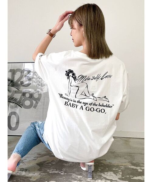 GYDA（ジェイダ）の「BABY A GO GO UNISEX Tシャツ（Tシャツ/カットソー・レディース・ブラック/オフホワイト・FREE）」の21枚目の写真