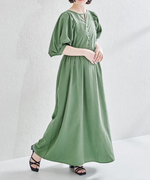 acro（アクロ）の「カットアウトボリュームスリーブワンピース/AC1415（ワンピース・レディース・ブラック/グリーン/ホワイト・ﾌﾘ-）」の3枚目の写真