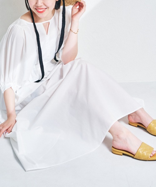 acro（アクロ）の「カットアウトボリュームスリーブワンピース/AC1415（ワンピース・レディース・ブラック/グリーン/ホワイト・ﾌﾘ-）」の6枚目の写真