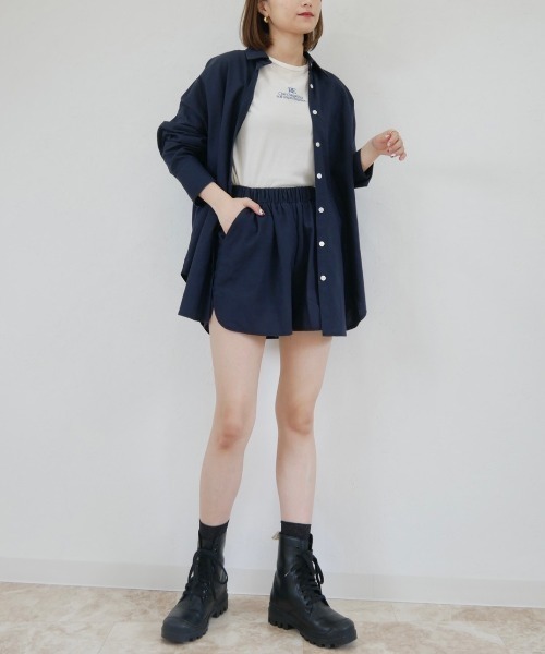 Reurie'（レウリィ）の「リネン混オーバーサイズシャツ（セットアップ対応）（シャツ/ブラウス・レディース・ベージュ/ネイビー・FREE）」の21枚目の写真