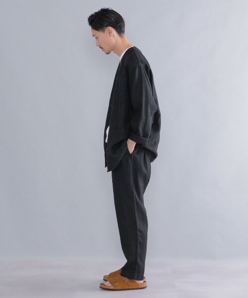 SHIPS Days（シップスデイズ）の「SHIPS Days: リネン ミリタリー ノーカラー シャツジャケット（ノーカラージャケット・メンズ・ブラック/ネイビー・MEDIUM/LARGE）」の8枚目の写真