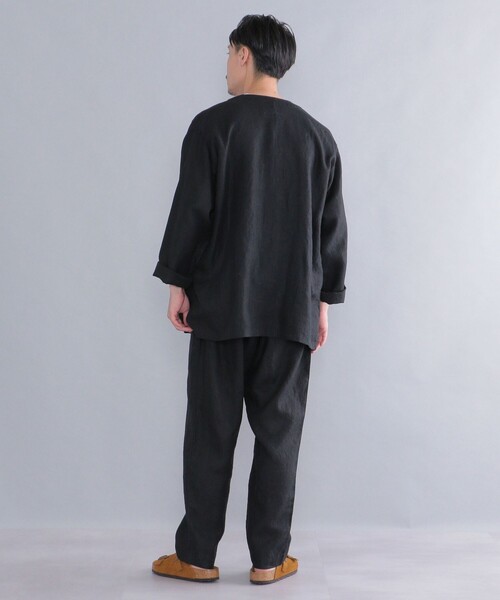 SHIPS Days（シップスデイズ）の「SHIPS Days: リネン ミリタリー ノーカラー シャツジャケット（ノーカラージャケット・メンズ・ブラック/ネイビー・MEDIUM/LARGE）」の9枚目の写真