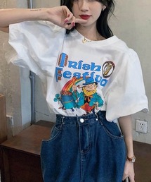 パフスリーブ プリント Tシャツ
