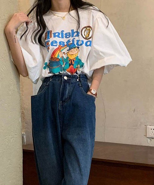 gossip！ロサンゼルス（ゴシップロサンゼルス）の「パフスリーブ　プリント Ｔシャツ（Tシャツ/カットソー・レディース・ホワイト・FREE）」の8枚目の写真