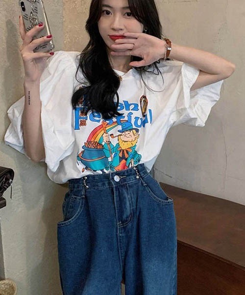 gossip！ロサンゼルス（ゴシップロサンゼルス）の「パフスリーブ　プリント Ｔシャツ（Tシャツ/カットソー・レディース・ホワイト・FREE）」の11枚目の写真