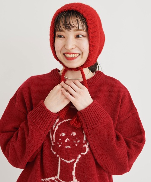 I am I in fact...（アイアムアイインファクト）の「BRUSHED WOOL　HOOD WARMER（ニットキャップ/ビーニー・レディース・ホワイト/レッド/イエロー/ブルー/グリーン・FREE）」の5枚目の写真