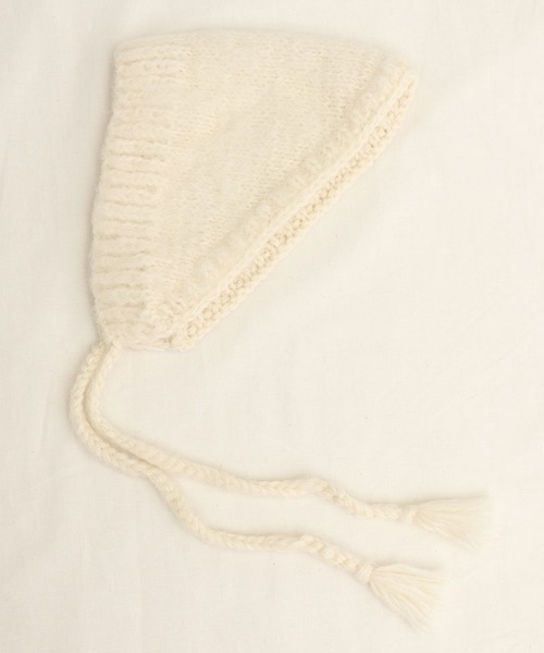 I am I in fact...（アイアムアイインファクト）の「BRUSHED WOOL　HOOD WARMER（ニットキャップ/ビーニー・レディース・ホワイト/レッド/イエロー/ブルー/グリーン・FREE）」の2枚目の写真