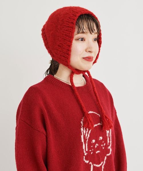 I am I in fact...（アイアムアイインファクト）の「BRUSHED WOOL　HOOD WARMER（ニットキャップ/ビーニー・レディース・ホワイト/レッド/イエロー/ブルー/グリーン・FREE）」の13枚目の写真