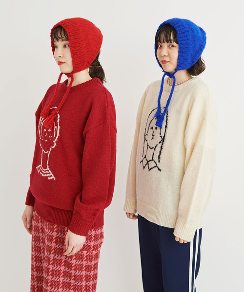 I am I in fact...（アイアムアイインファクト）の「BRUSHED WOOL　HOOD WARMER（ニットキャップ/ビーニー・レディース・ホワイト/レッド/イエロー/ブルー/グリーン・FREE）」の11枚目の写真