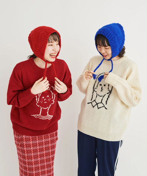 I am I in fact...（アイアムアイインファクト）の「BRUSHED WOOL　HOOD WARMER（ニットキャップ/ビーニー・レディース・ホワイト/レッド/イエロー/ブルー/グリーン・FREE）」の10枚目の写真