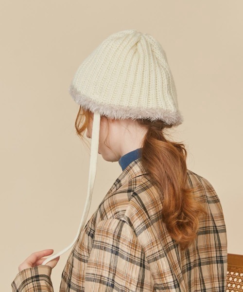 kaorinomori（カオリノモリ）の「kaorinomori リースニット（ニットキャップ/ビーニー・レディース・ホワイト/ブラック・FREE）」の5枚目の写真