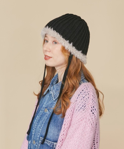 kaorinomori（カオリノモリ）の「kaorinomori リースニット（ニットキャップ/ビーニー・レディース・ホワイト/ブラック・FREE）」の9枚目の写真