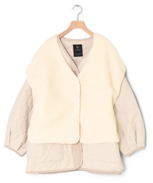 w closet（ダブルクローゼット）の「【SETアイテム】中綿キルティングVネックジャケット（ミリタリージャケット・レディース・アイボリー/ベージュ系その他/ライトカーキ/ブラック・FREE）」の11枚目の写真