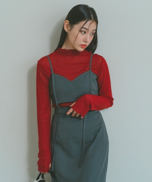 VANNIE U(ヴァニーユー)の「ソフトメロウシアートップス/前後2WAY(Tシャツ/カットソー・レディース・ブラック/ベージュ/レッド/アイボリー・FREE)」の9枚目の写真