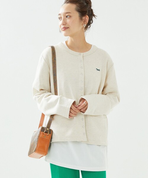 FREAK'S STORE(フリークスストア)の「TOWN CRAFT × FREAK'S STORE/タウンクラフト 別注 コンパクトカーディガン(カーディガン/ボレロ・レディース・ブラック/ネイビー/レッド/グリーン/ナチュラル/ストライプ・フリ-)」の13枚目の写真