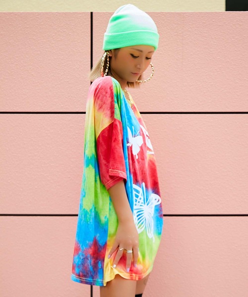 babyShoop（ベイビーシュープ）の「バタフライロゴタイダイ柄半袖TOPS（Tシャツ/カットソー・レディース・ブルー/ライトグリーン/ピンク・FREE）」の19枚目の写真