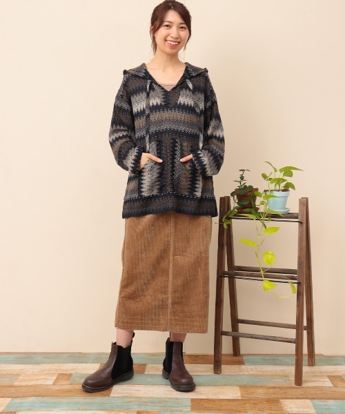 チチカカ（チチカカ）の「【ユニセックス】ラッセルジャカードバハシャツ（パーカー・メンズ・ネイビー/ブラック・MEDIUM/LARGE）」の6枚目の写真