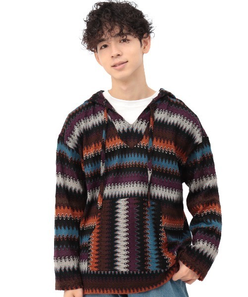 チチカカ（チチカカ）の「【ユニセックス】ラッセルジャカードバハシャツ（パーカー・メンズ・ネイビー/ブラック・MEDIUM/LARGE）」の8枚目の写真