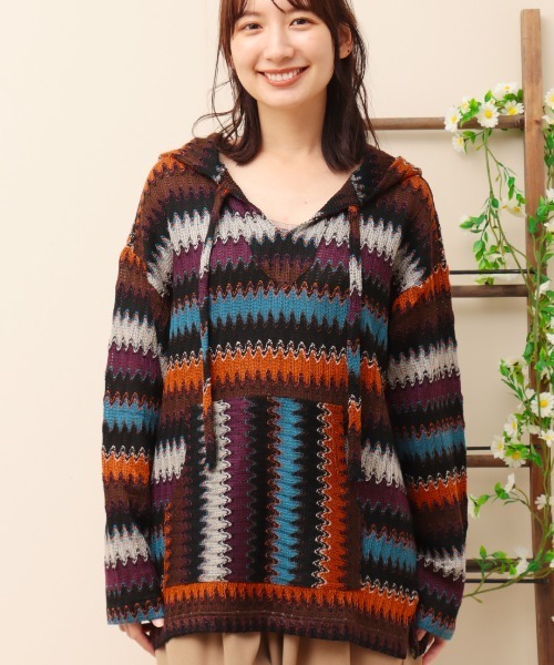 チチカカ（チチカカ）の「【ユニセックス】ラッセルジャカードバハシャツ（パーカー・メンズ・ネイビー/ブラック・MEDIUM/LARGE）」の21枚目の写真