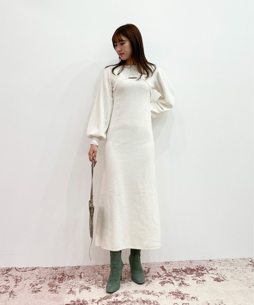 EPIMI E'PIMMY（エピミエピミー）の「レイヤードニットロングワンピース（ワンピース・レディース・ダークブルー/モカ/アイボリー/オフホワイト・MEDIUM）」の5枚目の写真