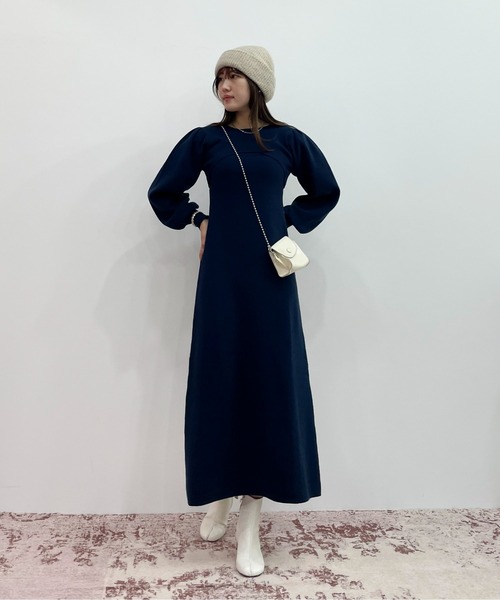 EPIMI E'PIMMY（エピミエピミー）の「レイヤードニットロングワンピース（ワンピース・レディース・ダークブルー/モカ/アイボリー/オフホワイト・MEDIUM）」の10枚目の写真