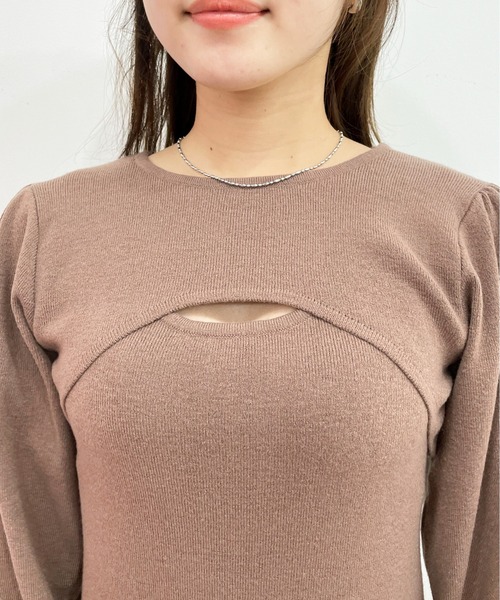 EPIMI E'PIMMY（エピミエピミー）の「レイヤードニットロングワンピース（ワンピース・レディース・ダークブルー/モカ/アイボリー/オフホワイト・MEDIUM）」の17枚目の写真