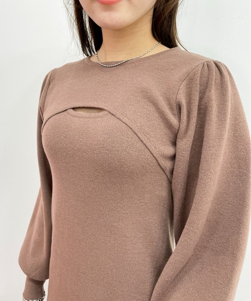 EPIMI E'PIMMY（エピミエピミー）の「レイヤードニットロングワンピース（ワンピース・レディース・ダークブルー/モカ/アイボリー/オフホワイト・MEDIUM）」の18枚目の写真