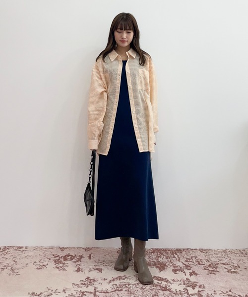 EPIMI E'PIMMY（エピミエピミー）の「レイヤードニットロングワンピース（ワンピース・レディース・ダークブルー/モカ/アイボリー/オフホワイト・MEDIUM）」の22枚目の写真