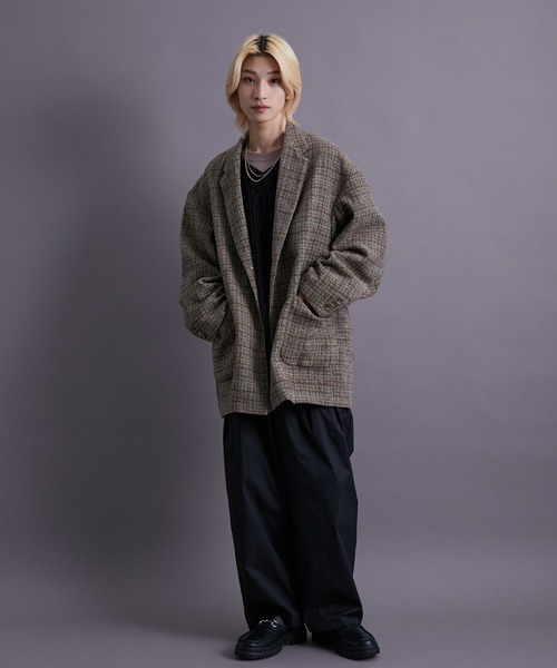 re_k by JUNRED（レクバイジュンレッド）の「re_k by JUNRED / ツイードBIGジャコット（その他アウター・メンズ・ブラック/グリーン系その他・S/M/L）」の6枚目の写真