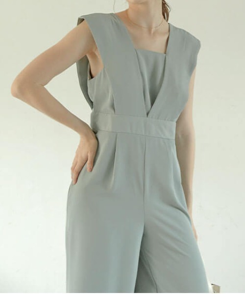 ACYM(アシーム)の「V open ジャンプスーツ(つなぎ/オールインワン・レディース・ブラック/ミント・FREE)」の12枚目の写真
