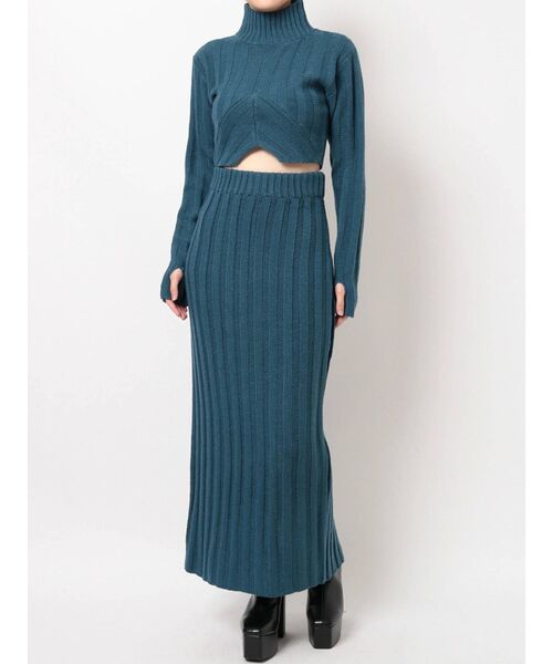 EVRIS(エヴリス)の「ロングタイトニットスカート【セットアップ着用可能】(スカート・レディース・アイボリー/ブラック/ブルー・FREE)」の7枚目の写真