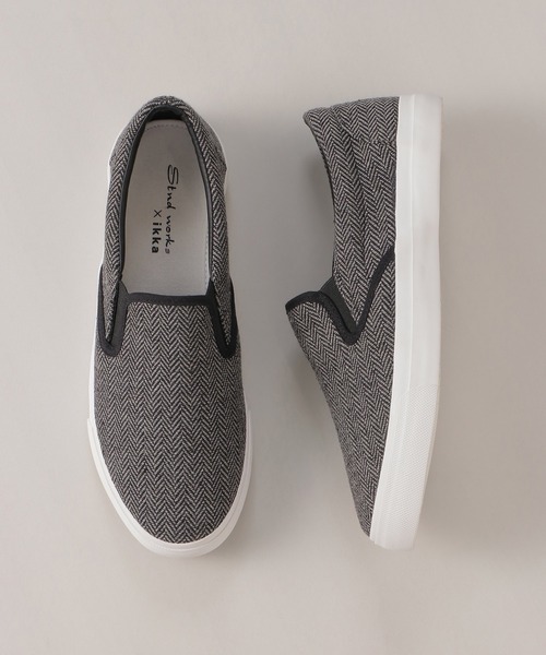 ikka(イッカ)の「ツィード調スリッポン(スリッポン・メンズ・ブラック/グレー・M/L)」の1枚目の写真