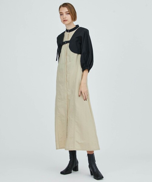 CITY TOKYO(シティトウキョウ)の「ボレロレイヤードシャツワンピース(ワンピース・レディース・ベージュ/カーキ/ダークグレー・1/2)」の3枚目の写真