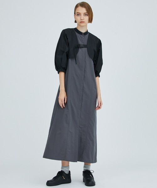 CITY TOKYO(シティトウキョウ)の「ボレロレイヤードシャツワンピース(ワンピース・レディース・ベージュ/カーキ/ダークグレー・1/2)」の2枚目の写真