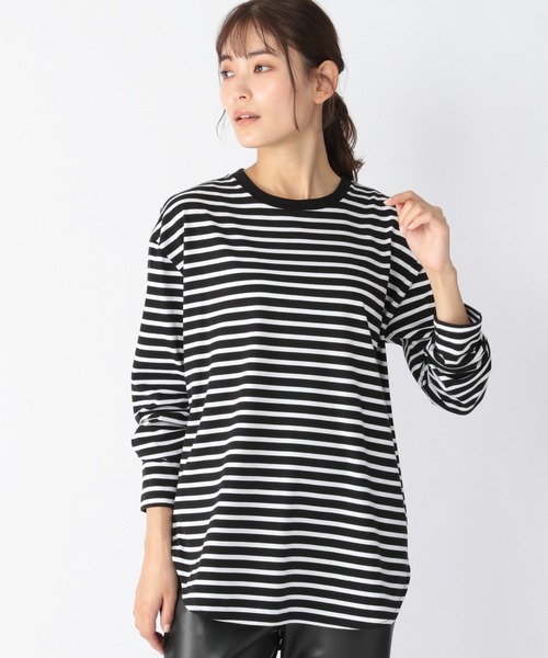 BARNYARDSTORM（バンヤードストーム）の「BARNYARDSTORM / 【WEB限定サイズL】プレーンロンT（Tシャツ/カットソー・レディース・ホワイト/ホワイト系その他5/ブラック×ホワイト・0/1/2）」の4枚目の写真