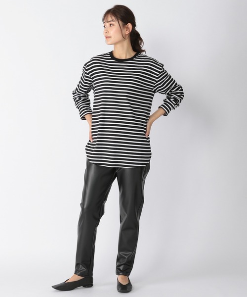 BARNYARDSTORM（バンヤードストーム）の「BARNYARDSTORM / 【WEB限定サイズL】プレーンロンT（Tシャツ/カットソー・レディース・ホワイト/ホワイト系その他5/ブラック×ホワイト・0/1/2）」の5枚目の写真