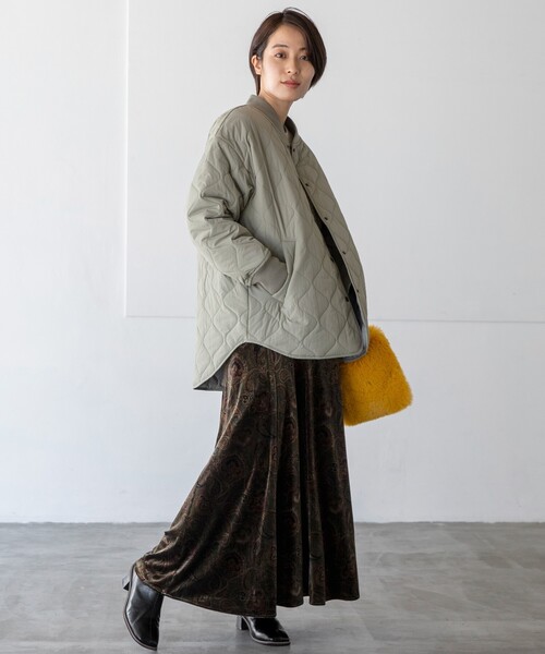 THE SHOP TK （ザ ショップ ティーケー ）の「◆【蓄熱保温/軽い】中綿キルトMA-1/CLUEL 11月号掲載（ブルゾン・レディース・オリーブ/アイボリー/ブラック/ベージュ・13/14/11/12）」の6枚目の写真