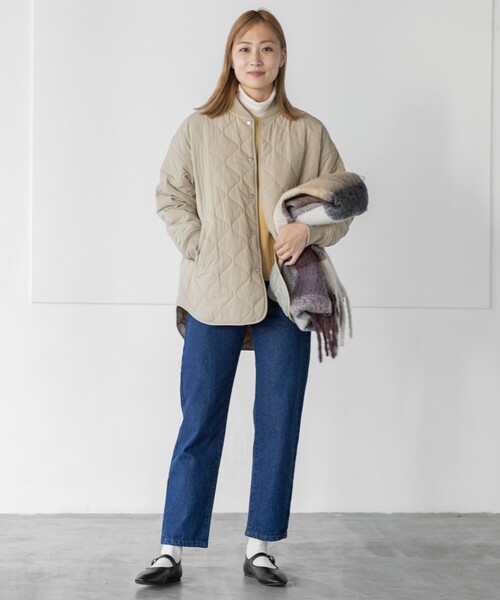 THE SHOP TK （ザ ショップ ティーケー ）の「◆【蓄熱保温/軽い】中綿キルトMA-1/CLUEL 11月号掲載（ブルゾン・レディース・オリーブ/アイボリー/ブラック/ベージュ・13/14/11/12）」の7枚目の写真