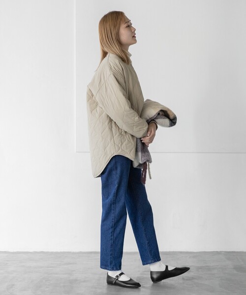 THE SHOP TK （ザ ショップ ティーケー ）の「◆【蓄熱保温/軽い】中綿キルトMA-1/CLUEL 11月号掲載（ブルゾン・レディース・オリーブ/アイボリー/ブラック/ベージュ・13/14/11/12）」の8枚目の写真