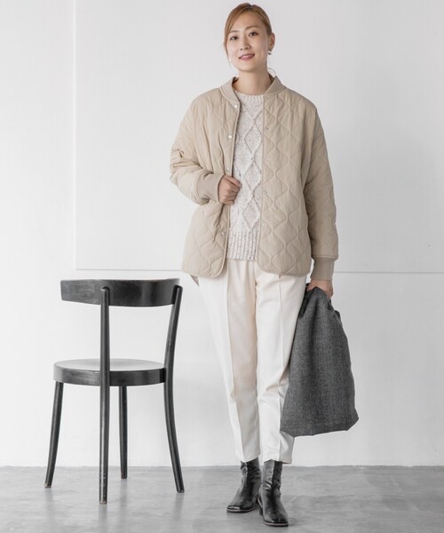 THE SHOP TK （ザ ショップ ティーケー ）の「◆【蓄熱保温/軽い】中綿キルトMA-1/CLUEL 11月号掲載（ブルゾン・レディース・オリーブ/アイボリー/ブラック/ベージュ・13/14/11/12）」の9枚目の写真