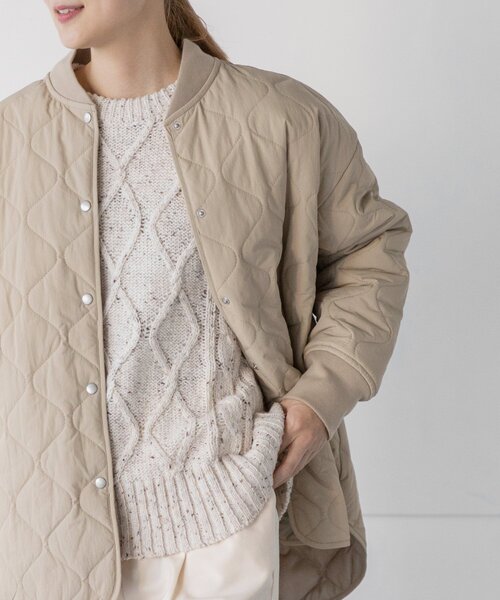 THE SHOP TK （ザ ショップ ティーケー ）の「◆【蓄熱保温/軽い】中綿キルトMA-1/CLUEL 11月号掲載（ブルゾン・レディース・オリーブ/アイボリー/ブラック/ベージュ・13/14/11/12）」の10枚目の写真