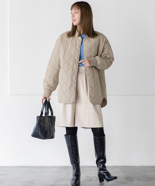 THE SHOP TK （ザ ショップ ティーケー ）の「◆【蓄熱保温/軽い】中綿キルトMA-1/CLUEL 11月号掲載（ブルゾン・レディース・オリーブ/アイボリー/ブラック/ベージュ・13/14/11/12）」の11枚目の写真