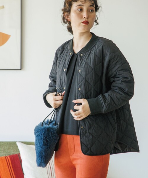 THE SHOP TK （ザ ショップ ティーケー ）の「◆【蓄熱保温/軽い】中綿キルトMA-1/CLUEL 11月号掲載（ブルゾン・レディース・オリーブ/アイボリー/ブラック/ベージュ・13/14/11/12）」の20枚目の写真